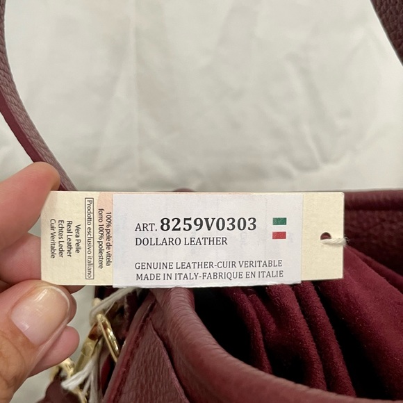 NWT - Lia Numia Italian Leather Woven Purse - Red/Burgundy - Picture 8 of 11